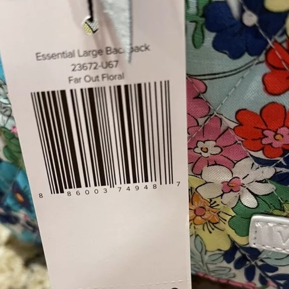 VERA BRADLEY Essential Large Backpack Far Out Floral + Lunch Bag School Blue - Picture 2 of 8